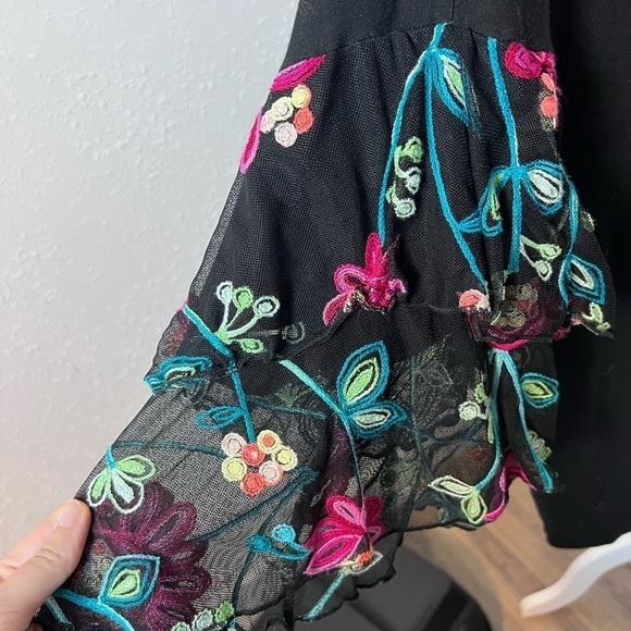 Boho Embroidered Flutter Sleeve Kim & Cami Blouse - Picture 5 of 6